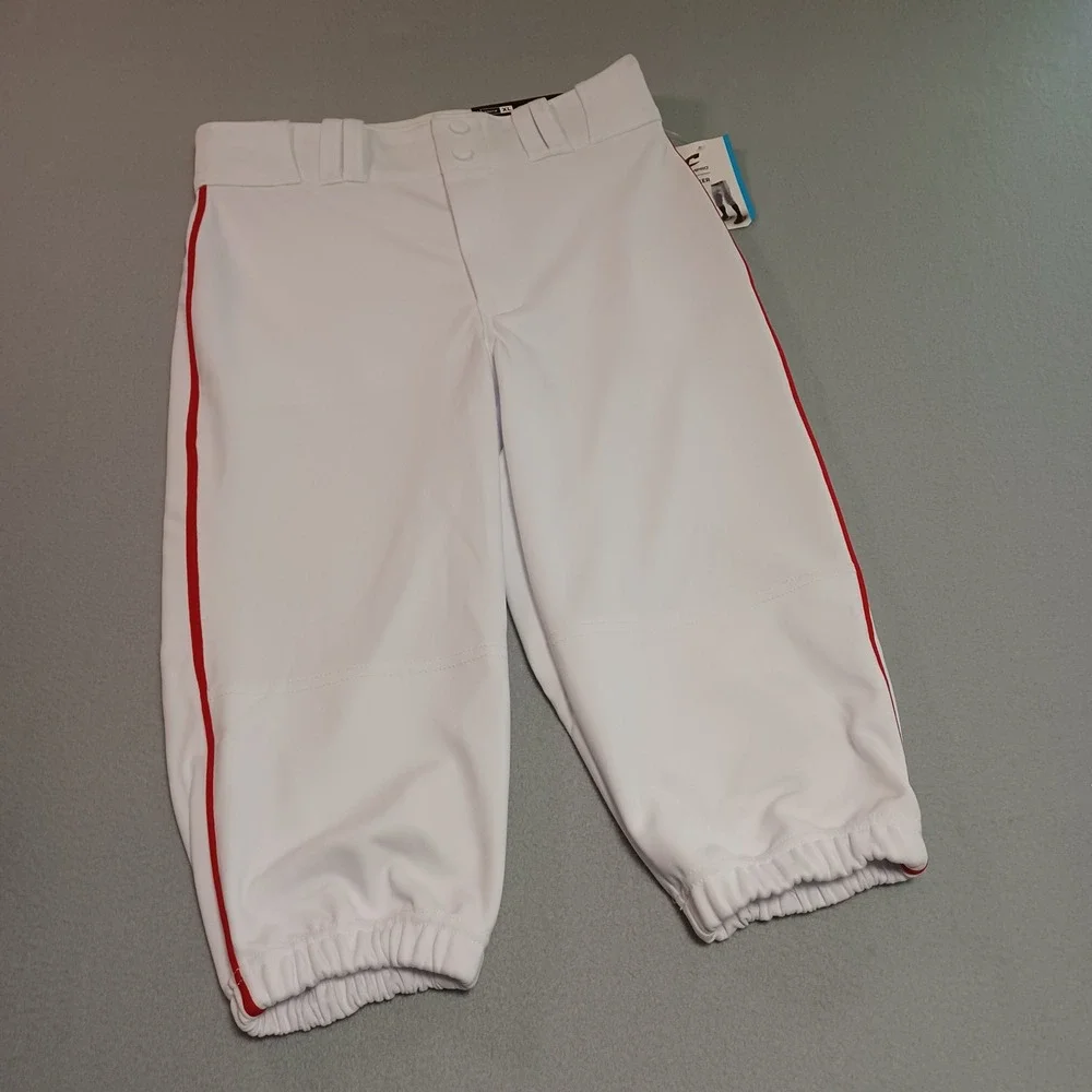 Champro Youth XL Baseball Pants White Scarlet Red Pipe Knicker Loose Fit BP101